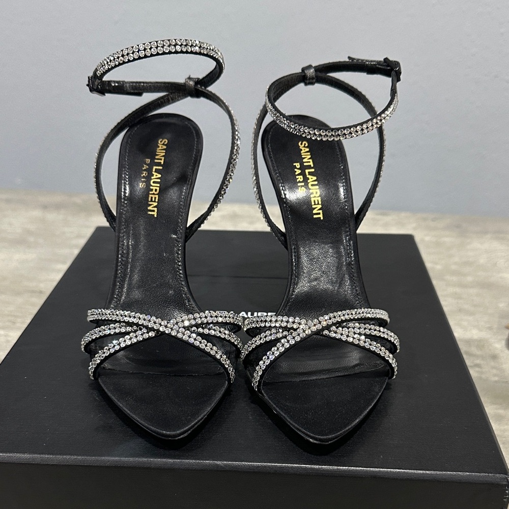 Saint Laurent Black Heels with Silver Accents